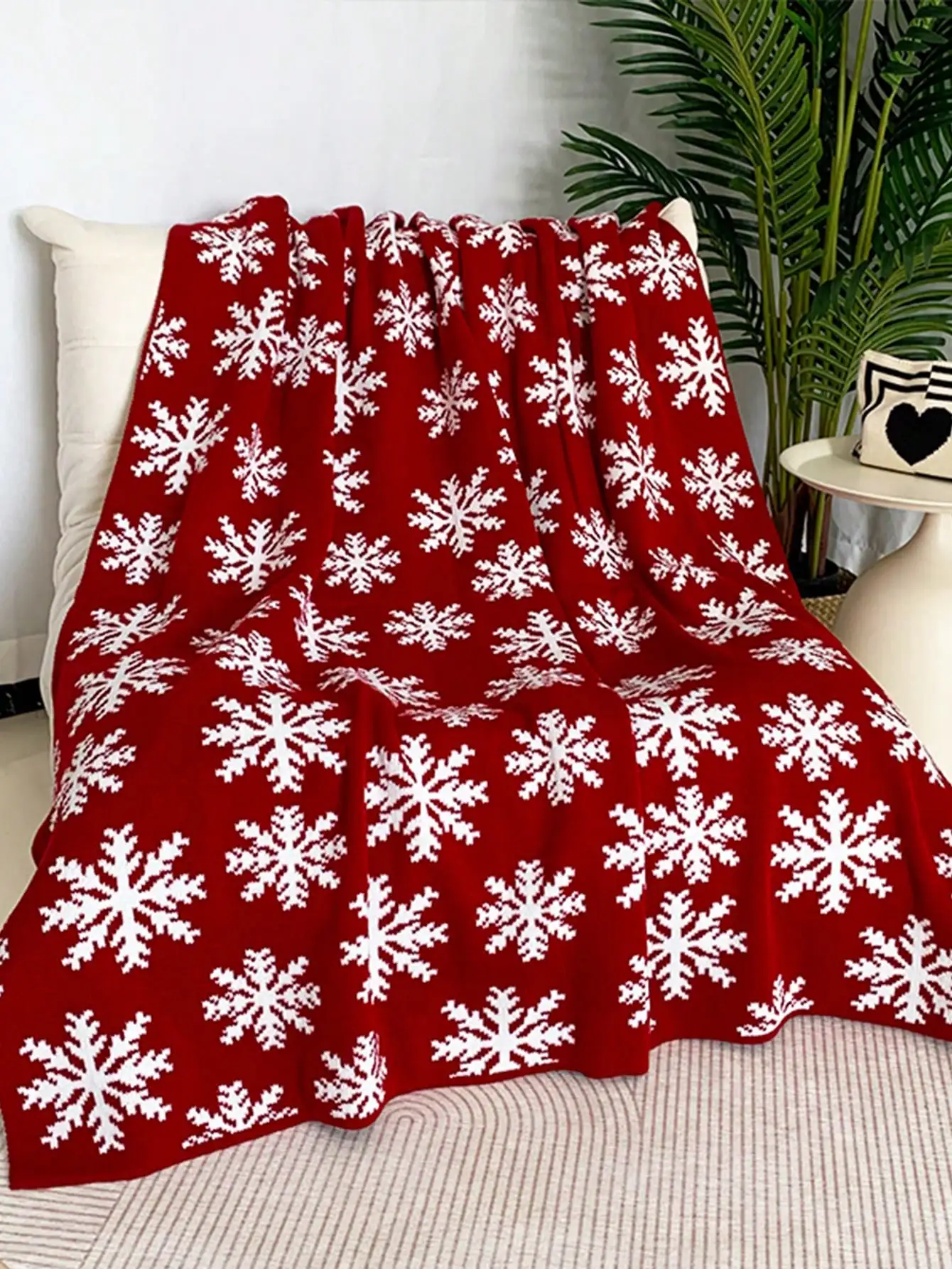 Christmas reindeer pattern knitted blanket Nordic rectangular jacquard blanket holiday decoration blanket bedroom living room - Image 3
