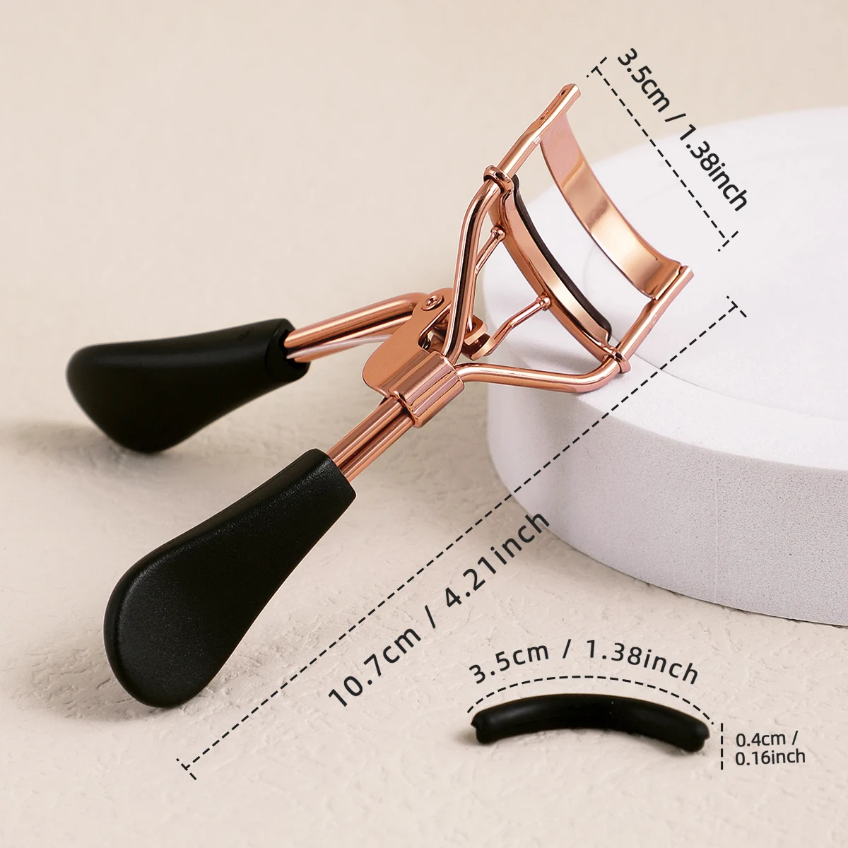 Portable Eyelash Curler with 15 Silicone Pads and Stainless Steel Eyelash Curler, Used for Eyelash Extension and Curling Tools - Image 2
