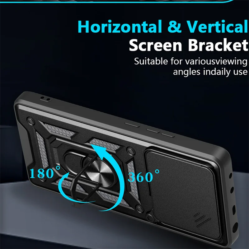 For Motorola Edge 60 Fusion 5G Case Slide Lens Camera Shockproof Armor Phone Case For Moto Edge60 Fusion Ring Holder Back Cover - Image 4