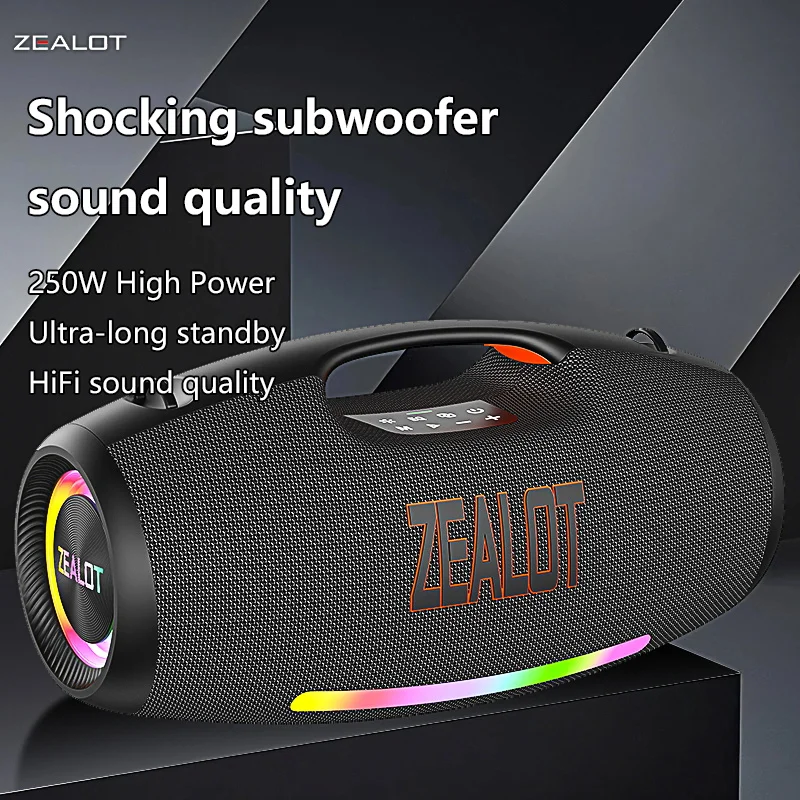 Zealot S89 250W Portable Bluetooth Speaker High Volume Waterproof 48000mAh Wireless TWS Subwoofer Suporrt USB/TF/AUX RGB light. - Image 2