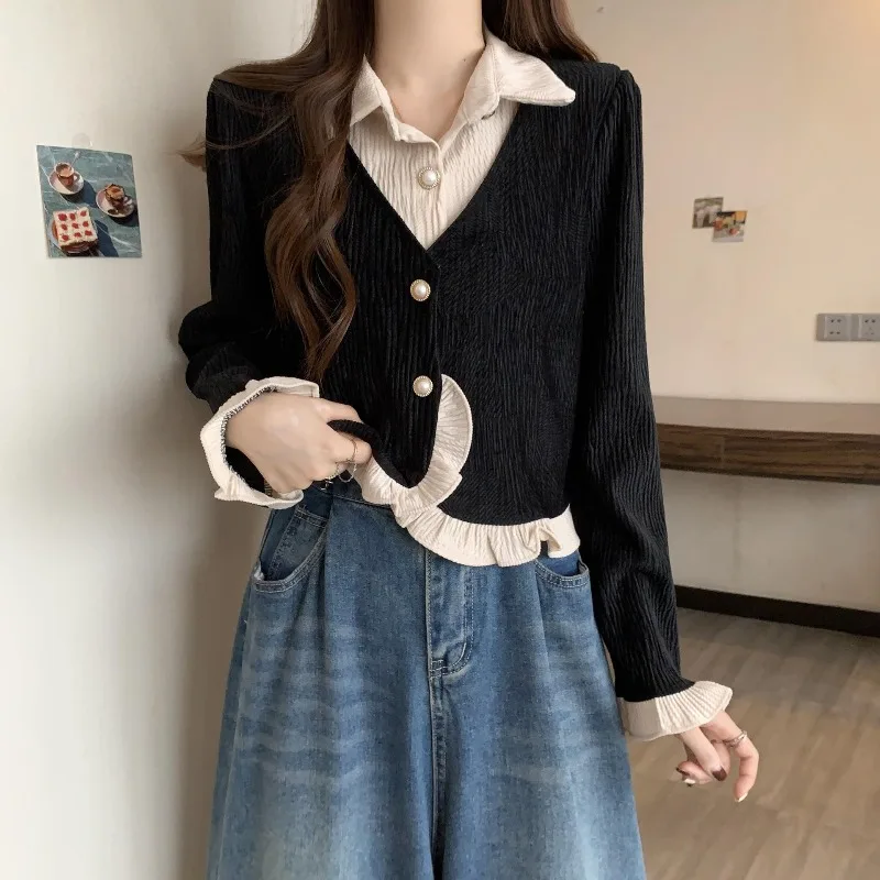 Corduroy Woman Top Tall Full Long Sleeve Aesthetic Elegant Chic Streetwear Clothing Sales Shirts & Blouses for Women Button Up - Image 2