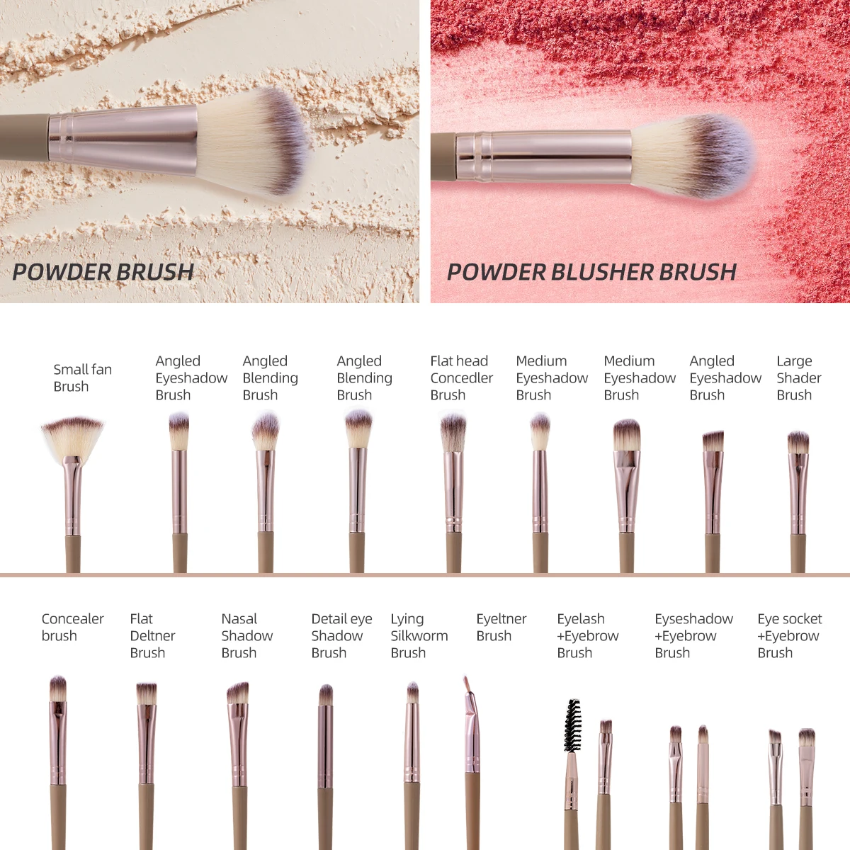 20/40pcs Makeup Brush And Sponge Set Professional Makeup Brush Set Triangle Powder Puff Clean Powder Puff Makeup Tool Set - Image 5