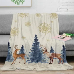 Throw Blanket Christmas Snowflake Elk Blanket Soft Comfortable Plush Blankets Warm Sofa Bed Sheets