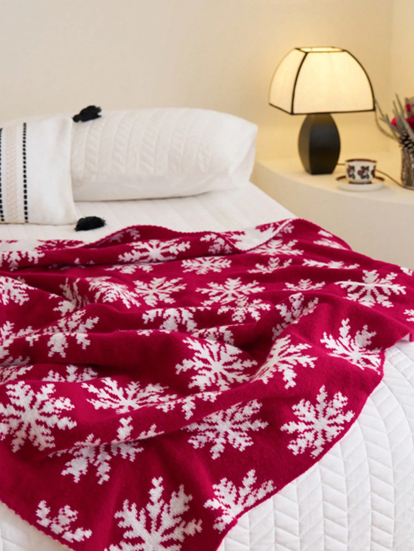 Christmas reindeer pattern knitted blanket Nordic rectangular jacquard blanket holiday decoration blanket bedroom living room - Image 4