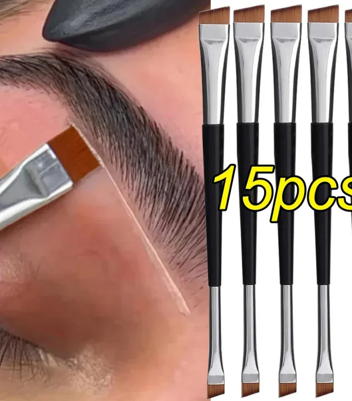 Professional Eyebrow Brush Eyeliner Angled Flat Head Blade Eye Liner Brow Contour Makeup Brushes Double-head Make Up Tools 15pcs