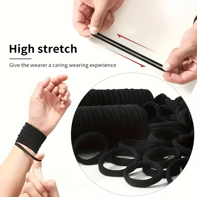 High Elastic Hair Bands for Women Girls Black Basic Hair Tie Headband Simple Ponytail Holder Headwear Hair Accessories - Image 5