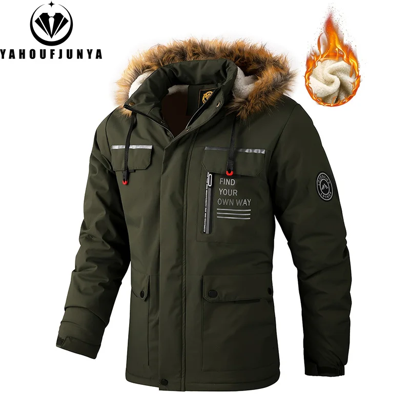 New Winter Men Outwear Fleece Warm Removable Hooded Hiking Jacket Men Outdoor Windproof Casual Fashion Jacket Coat Male Clothing - Image 5