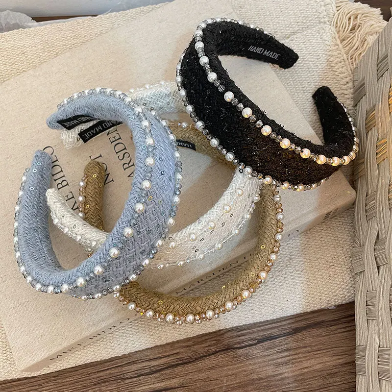 Women's Braided Hair Bands Wide Hair Bands Pearl Non-slip Hair Bands Daily Hair Accessories For Girls - Image 4