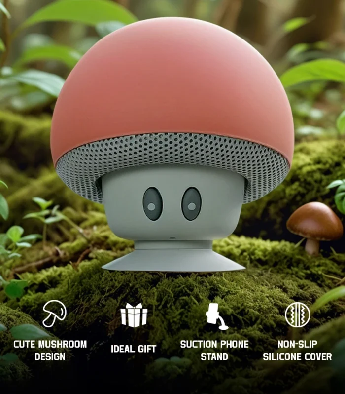 Mini Mushroom Bluetooth Speaker Waterproof Suction Cup Portable Speaker with HD Bass Creative Cartoon Gift for Bathroom Outdoor