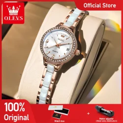 OLEVS 7093 Women Watch Elegant Original Luxury Mechanical Watch Ceramics Waterproof Watch Set Gifts Box High Quality Brand