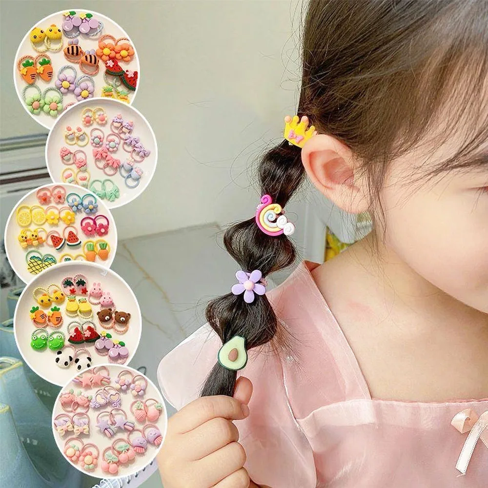 10/20/50pcs Cartoon hair accessory girl head rope hair circle hair accessories super cute Girl Rubber Band Hair bows girl New - Image 2