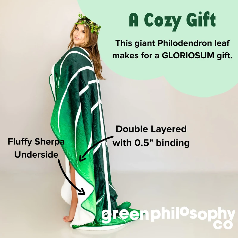 Large Leaf Blanket Soft Printed Green Leaves Flannel Leaf Shaped Blankets Beds Sofa Fleece Cozy Beach Blanket Birthday Gift - Image 5