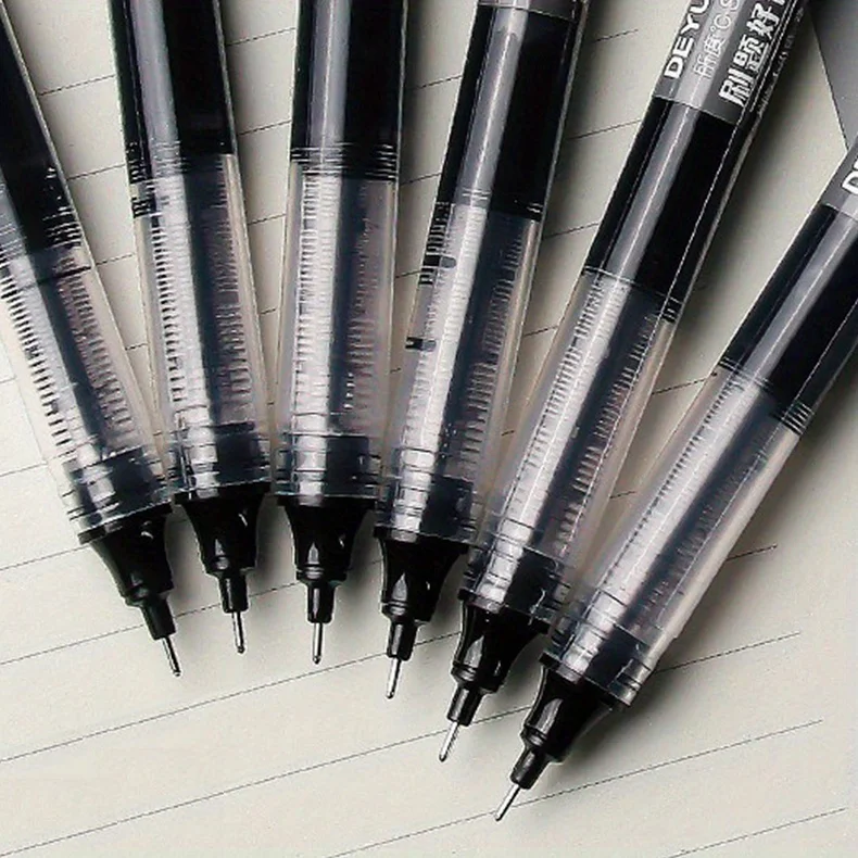 24 Pcs Straight Liquid Ball Pen Quick Drying Test Signature Gel Pen 0.5mm Black Blue Ink School Office Ball Pen - Image 6