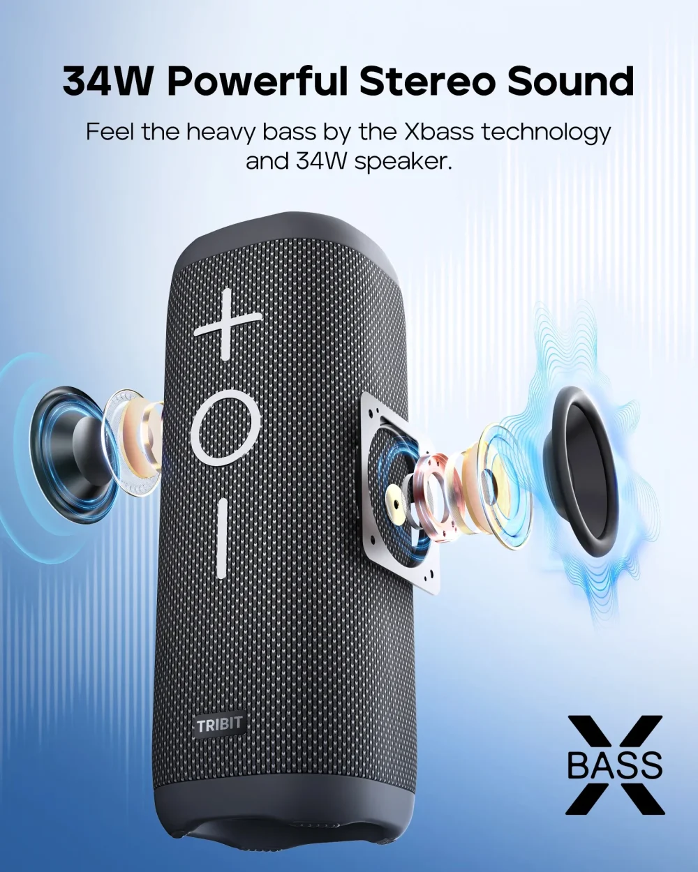 TRIBIT StormBox 2 Portable Bluetooth Speaker, 34W Power, IPX7 Waterproof Wireless Speaker 24-hrs Playtime For Camping, Hiking - Image 6