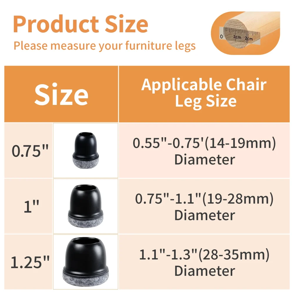 16PCS Chair Leg Protectors Anti- Slip Silicone 360°Felt Pad Bottom Wrapped Thickening Furniture Leg Cover for Hardwood Floors - Image 6