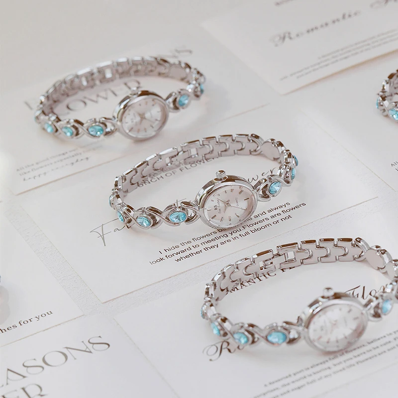 New In Women's Watches Gold Silver Bracelet Wristwatch Oval Glacier Sapphire Luxury Watch For Women Waterproof - Image 2
