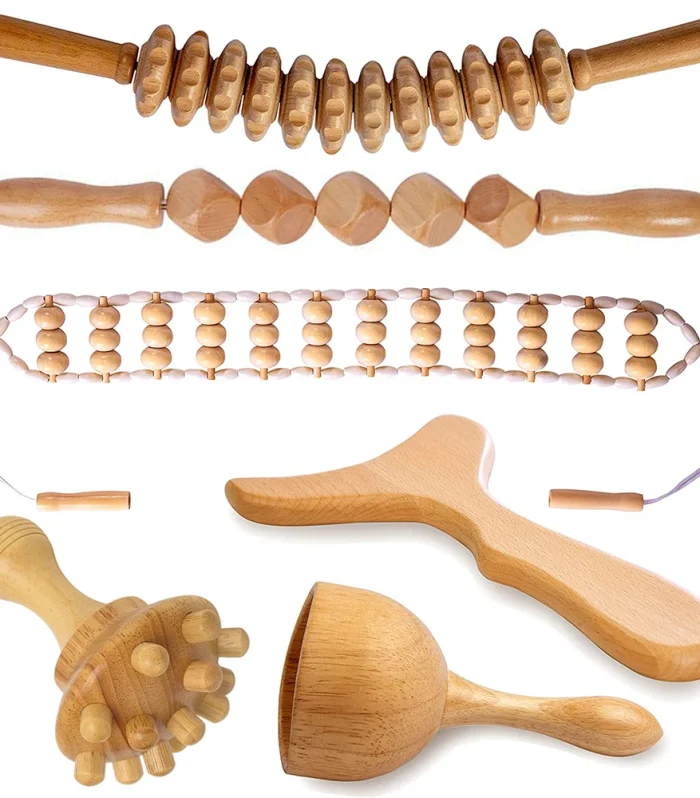 Body Wood Therapy Complete Kit Wooden Maderotherapy Kit for Reductive Massage Colombian Wood Therapy Tools for Body Contour Tool
