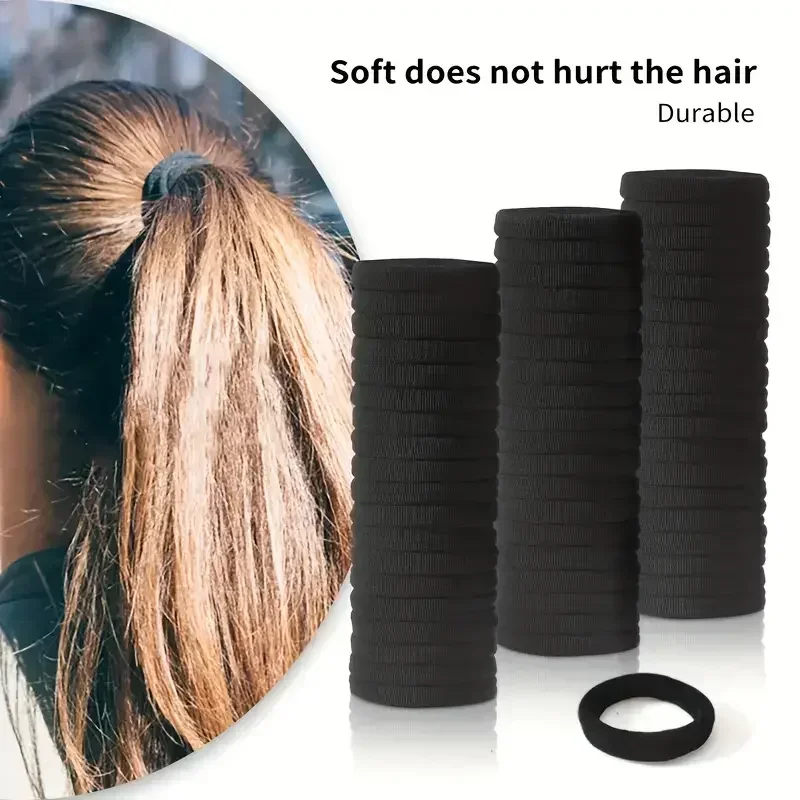 High Elastic Hair Bands for Women Girls Black Basic Hair Tie Headband Simple Ponytail Holder Headwear Hair Accessories - Image 4