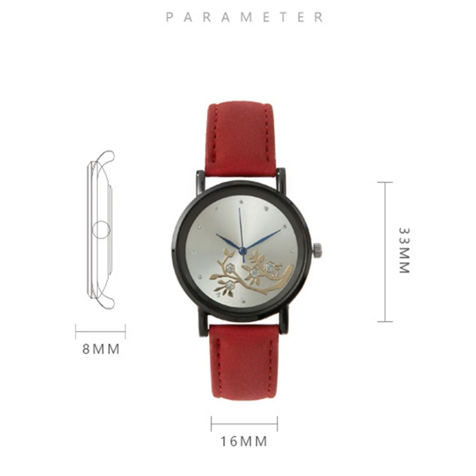 Women New Popular Flower Branch Pattern Watch Classic Leather Strap Mechanical Quartz Wristwatch Lady Fashion Elegant Hand Wear - Image 6