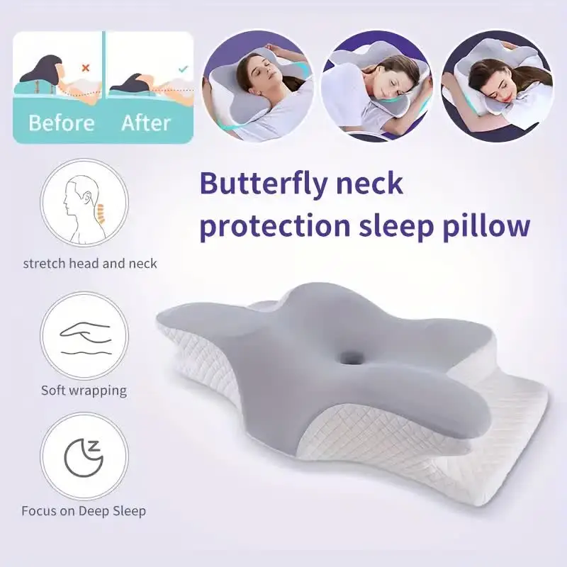 Memory Foam Pillows Butterfly Shaped Relaxing Cervical Slow Rebound Neck Pillow Pain Relief Sleeping Orthopedic Pillow Beding - Image 5