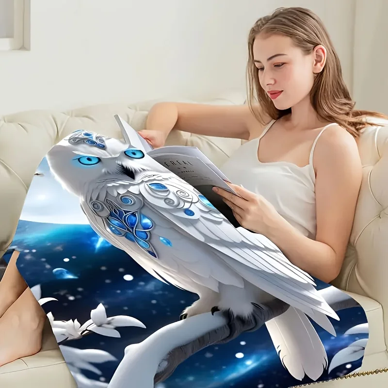 Cozy Owl Print Flannel Throw Blanket - Machine Washable, Soft & Versatile for All Seasons, Perfect for Naps and Sofa Comfort - Image 6