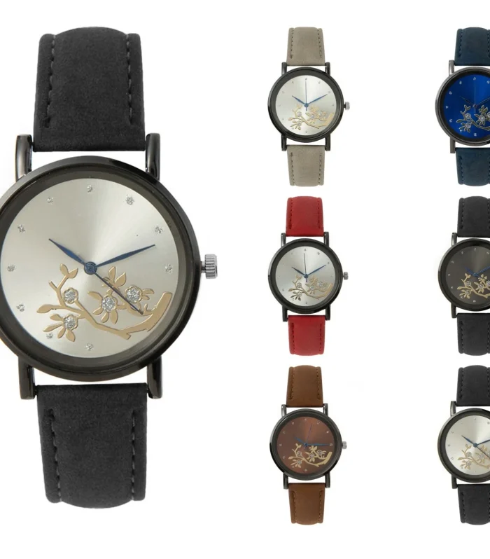 Women New Popular Flower Branch Pattern Watch Classic Leather Strap Mechanical Quartz Wristwatch Lady Fashion Elegant Hand Wear
