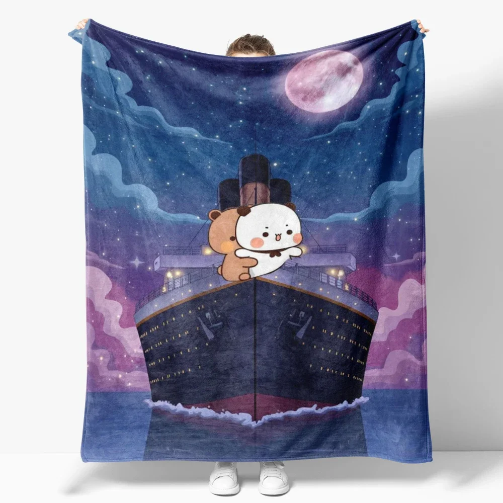 Cartoon Print Bubu Dudu Flannel Throw Blanket Series Kids Blankets Sofa Decoration Bear and Pa blankets Cozy Soft - Image 2