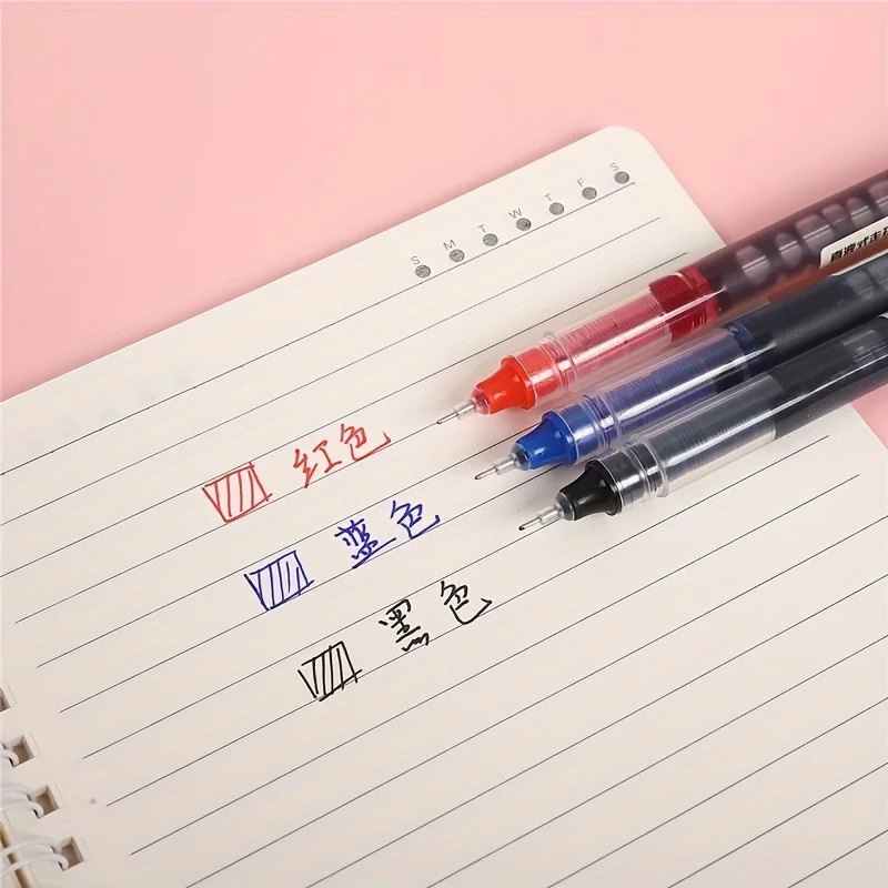 24 Pcs Straight Liquid Ball Pen Quick Drying Test Signature Gel Pen 0.5mm Black Blue Ink School Office Ball Pen - Image 4