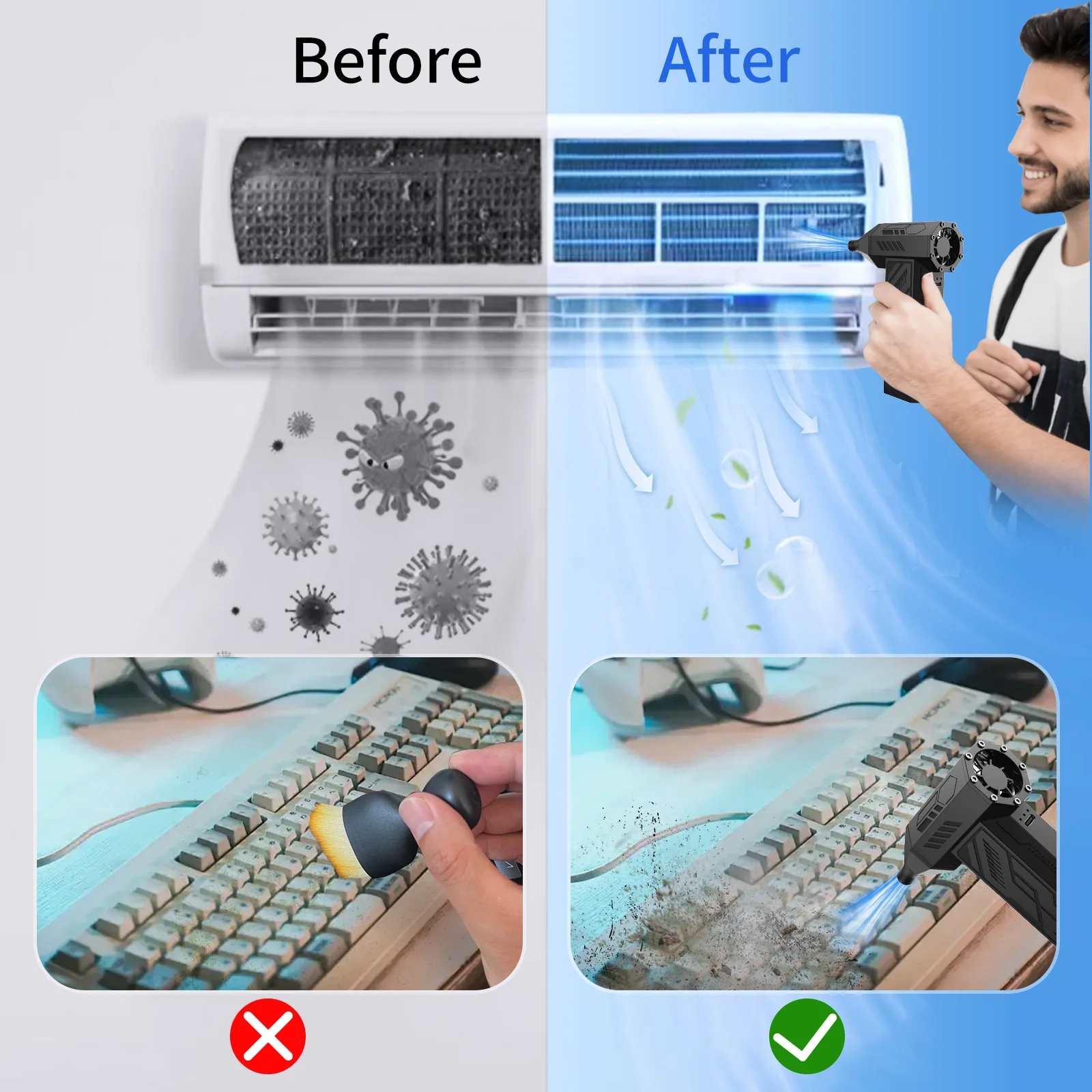 Electric Air Duster Blower 130000 RPM for PC, Laptop, Console, Keyboard Cleaner, Eco-Friendly Alternative to Spray Air Cans - Image 4