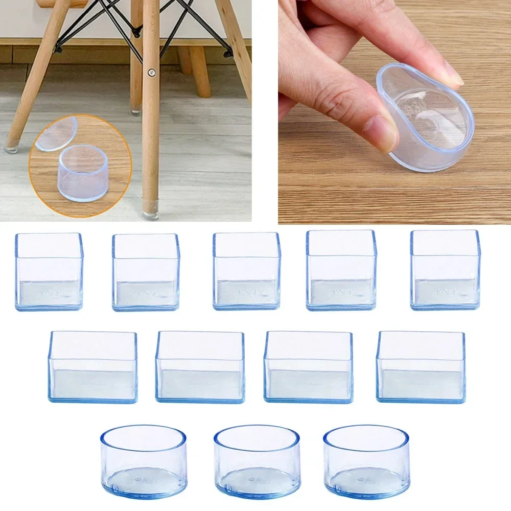 4-12Pcs Chair Leg Caps Protector Rubber Round Square Floor Table Foot Cover Socks Pipe Plugs Furniture Leveling Feet Home Decor - Image 2