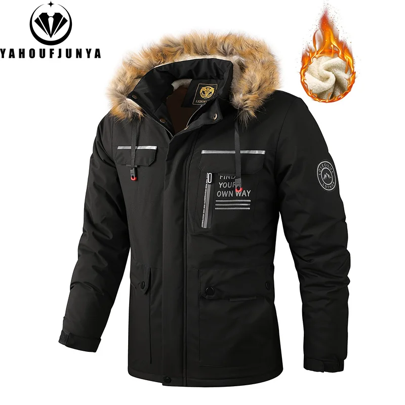 New Winter Men Outwear Fleece Warm Removable Hooded Hiking Jacket Men Outdoor Windproof Casual Fashion Jacket Coat Male Clothing - Image 4