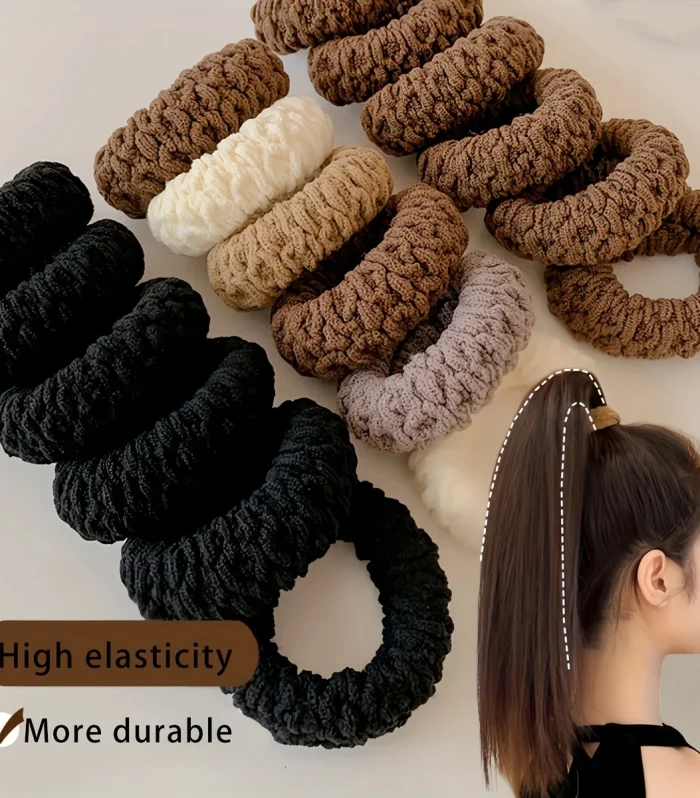 10pcs High Elasticity Durable Seamless Hair Ties, Suitable for Braided Ponytails and Thick Hair, Hair Bands and Headband