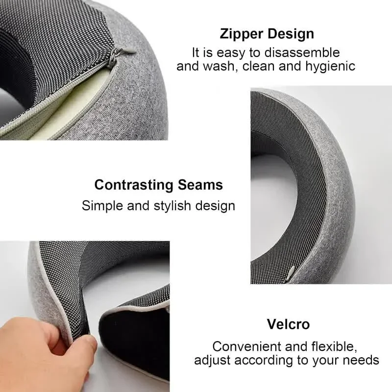 Portable Adjustable Travel Neck Pillow Memory Foam U-shaped Pillow Snail Style Travel Neck Support Soft Noon Break Sleep Pillow - Image 3