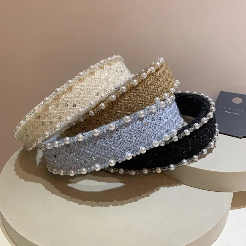 Women's Braided Hair Bands Wide Hair Bands Pearl Non-slip Hair Bands Daily Hair Accessories For Girls - Image 6