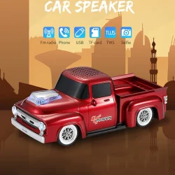 Old Pickup Truck Alloy Car Design Wireless Speakers High Fidelity Stereo Bluetooth Surround Outdoor Music Player Supports TF FM