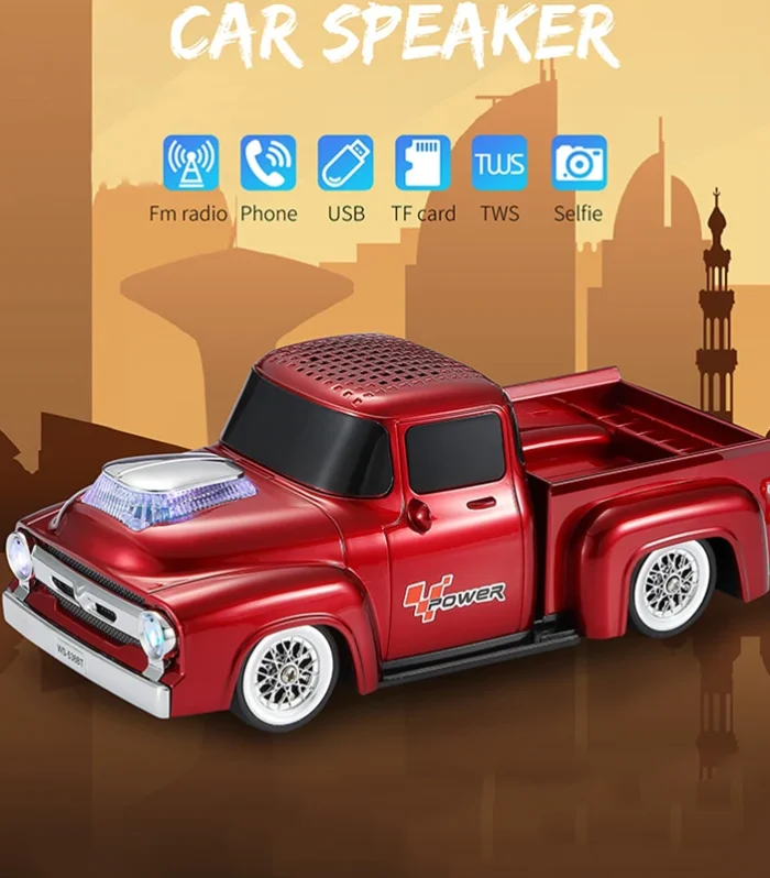 Old Pickup Truck Alloy Car Design Wireless Speakers High Fidelity Stereo Bluetooth Surround Outdoor Music Player Supports TF FM
