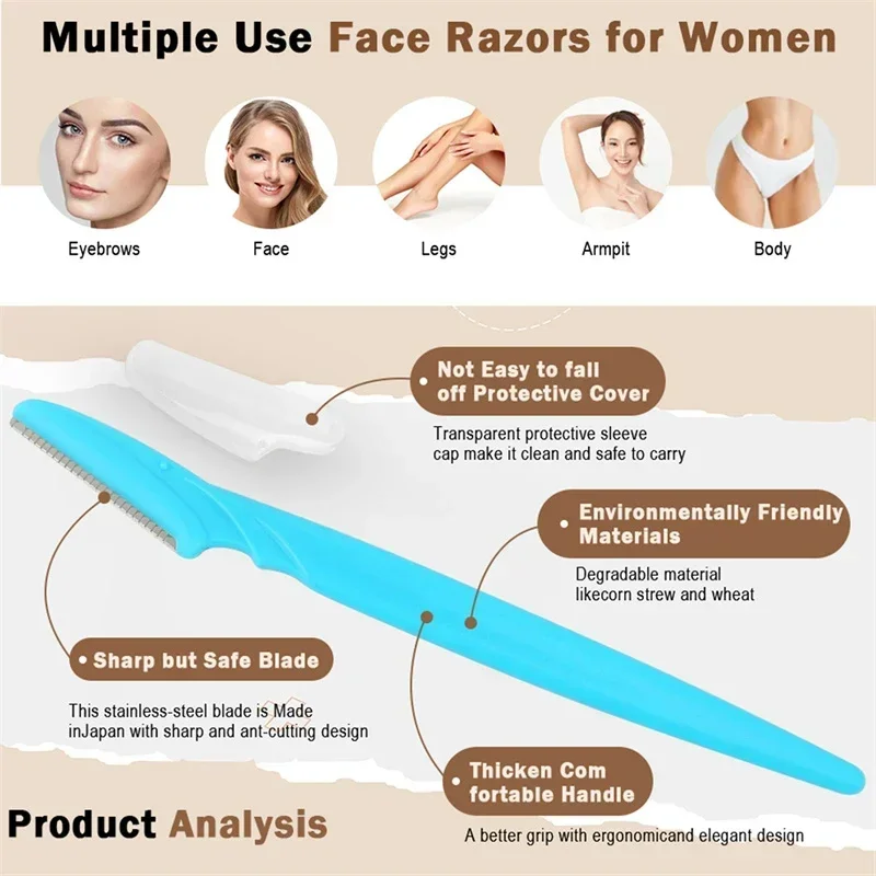 12pcs Eyebrow Razors Kit Facial Eye Brow Trimmer Multifunction Facial Hair Removal Tool with Container Safety Beauty - Image 5