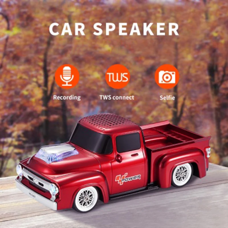 Old Pickup Truck Alloy Car Design Wireless Speakers High Fidelity Stereo Bluetooth Surround Outdoor Music Player Supports TF FM - Image 2