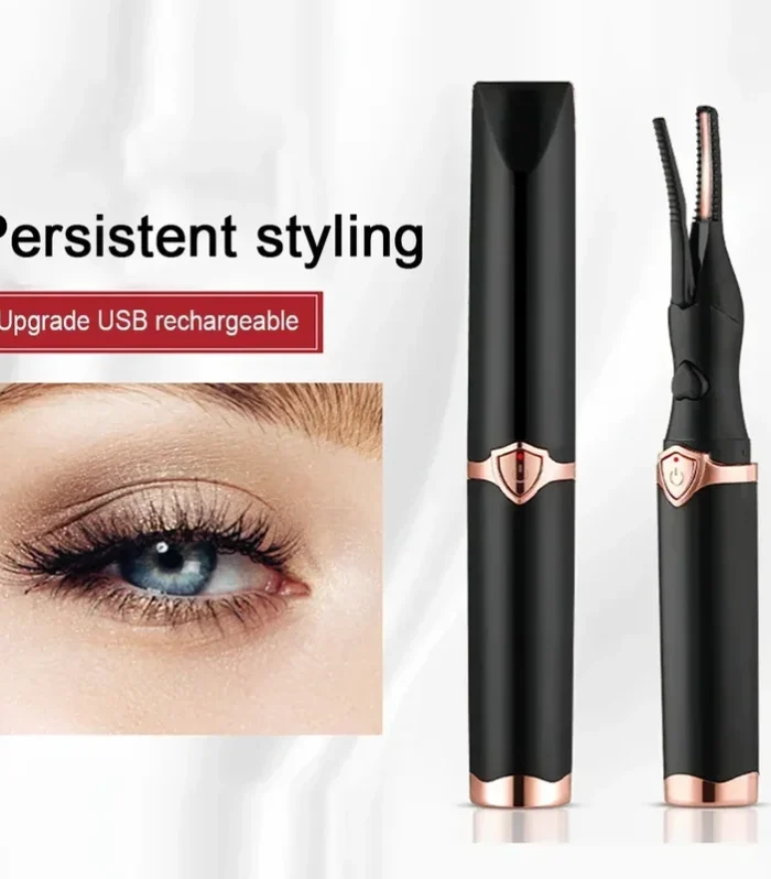 2-in-1 portable heated eyelash curler, long-lasting curling comb clip, USB power supply, 3-speed temperature mode, beauty tool